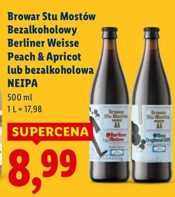 Piwo Browar Stu Mostów Bezalkoholowy Berliner Weisse Peach & Apricot promocja w Lidl