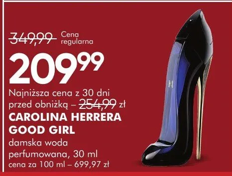 Woda perfumowana damska Carolina Herrera Good Girl 30ml promocja w Super-Pharm