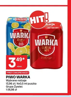 Piwo bezalkoholowe Warka Radler Cytryna promocja w Chorten
