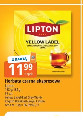 Herbata czarna ekspresowa Lipton Earl Grey promocja w Leclerc