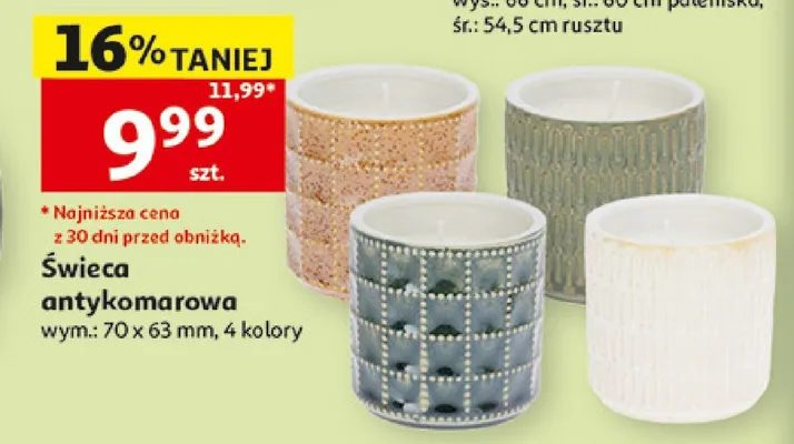 Świeca antykomarowa wym. 70x63mm 4 kolory promocja w Auchan