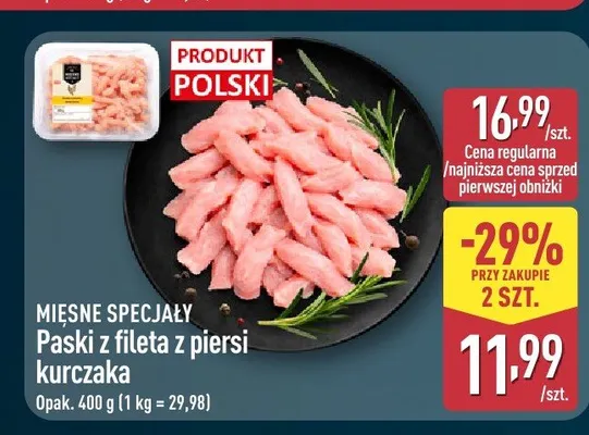 Paski z fileta z piersi kurczaka Mięsne Specjały promocja w Aldi