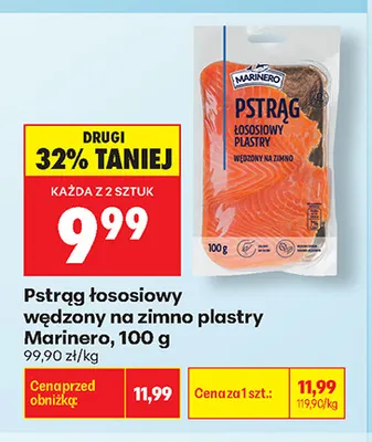 Pstrąg łososiowy wędzony na zimno plastry Marinero promocja w Biedronka