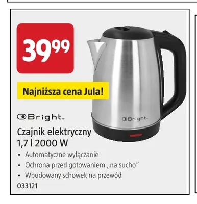 Czajnik elektryczny 1,7 l Bright promocja w Jula
