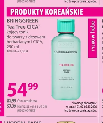 Kojący tonik do twarzy z drzewem herbacianym i CICA Tea Tree CICA Bringgreen promocja w Hebe