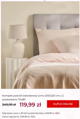 Komplet pościeli żakardowej Linno 200x220 cm z 2 poszewkami 70x80 cm home&you promocja w home&you