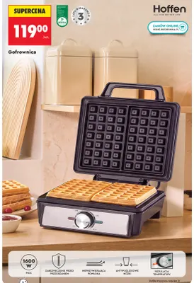 Gofrownica Hoffen 1600W promocja w Biedronka