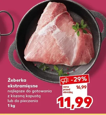 Żeberka ekstramięsne najlepsze do gotowania z kiszoną kapustą lub do pieczenia promocja w Kaufland