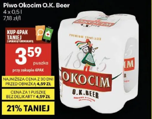 Piwo Okocim O.K. Beer promocja w Delikatesy Centrum