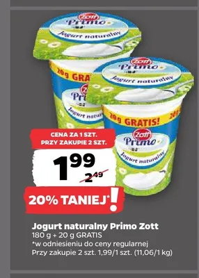 Jogurt naturalny Primo Zott promocja w Netto