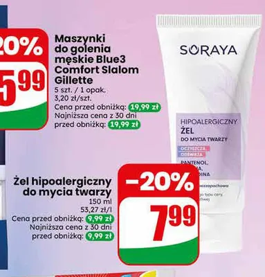 Żel hipoalergiczny do mycia twarzy Soraya promocja w Dino