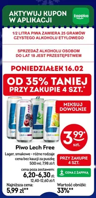 Piwo Lech Free Lager, smakowe różne rodzaje promocja w Żabka