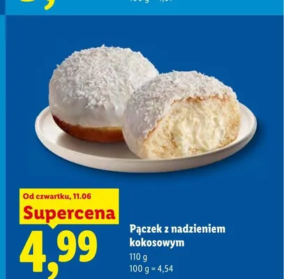 Pączek z nadzieniem kokosowym promocja w Lidl
