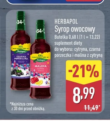 Syrop owocowy cytryna Herbapol promocja w Aldi