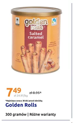 Rurki waflowe Golden Rolls promocja w Action