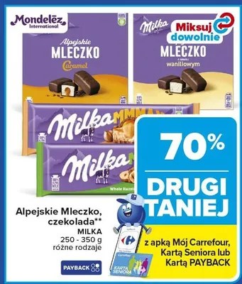 Alpejskie Mleczko, czekolada różne rodzaje promocja w Carrefour