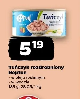 Tuńczyk rozdrobniony w wodzie Neptun promocja w Netto