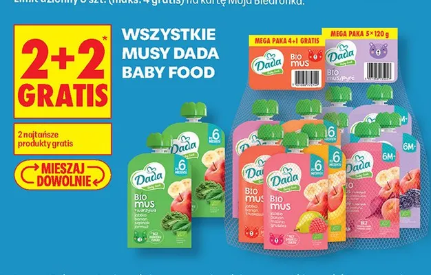 Bio mus Dada Jabłko banan szpinak jarmuż promocja w Biedronka