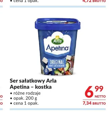 Ser sałatkowy Arla Apetina kostka promocja w Makro