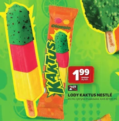 Lody Kaktus Nestlé cytryna truskawka promocja w Stokrotka