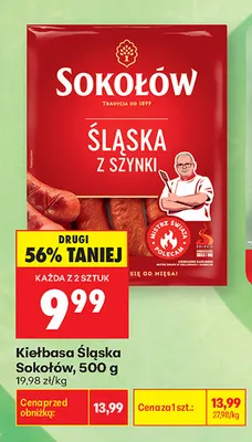 Kiełbasa śląska z szynki Sokołów promocja w Biedronka