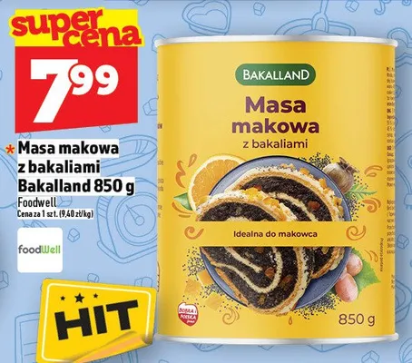 Masa makowa z bakaliami Bakalland 850 g promocja w TOPAZ