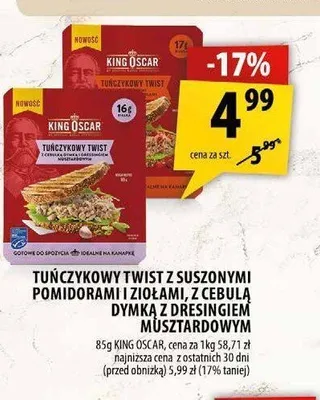 Tuńczykowy twist z suszonymi pomidorami i ziołami King Oscar promocja w Arhelan