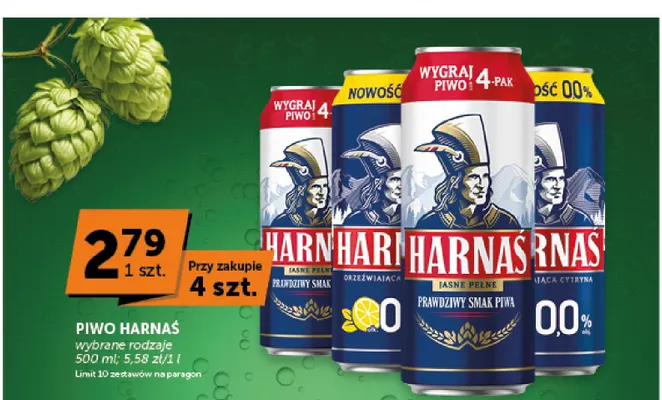 Piwo bezalkoholowe Harnaś Orzeźwiająca Cytryna promocja w Groszek
