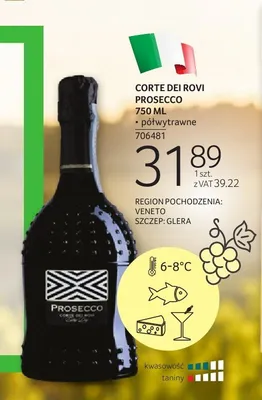 Wino musujące Corte Dei Rovi Prosecco promocja w Selgros