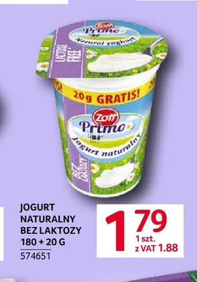 Jogurt naturalny bez laktozy Primo Zott promocja w Selgros