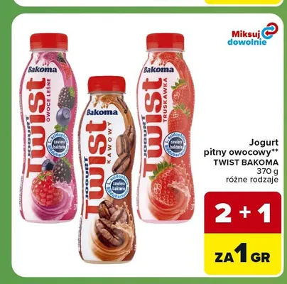 Jogurt pitny Bakoma Twist truskawkowy promocja w Carrefour Express