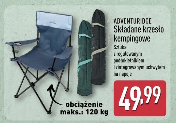 Składane krzesło kempingowe Adventuridge promocja w Aldi