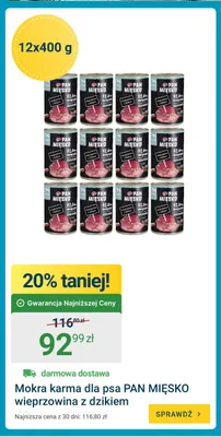 Mokra karma dla psa Pan Mięsko wieprzowina z dzikiem 12-pak promocja w ERLI