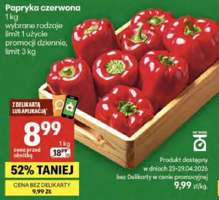 Papryka czerwona promocja w Delikatesy Centrum