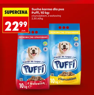 Sucha karma dla psa Puffi z wołowiną promocja w Biedronka