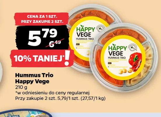 Hummus Trio Happy Vege promocja w Netto