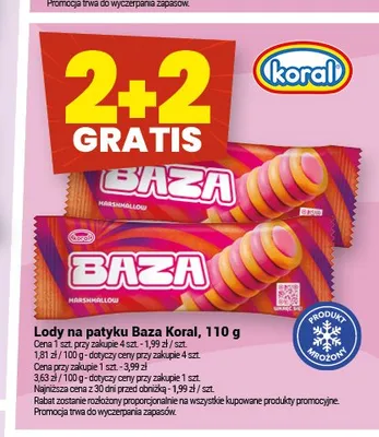 Lody na patyku Baza Koral promocja w Twój Market