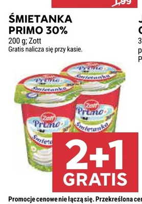 Śmietanka Primo Zott 30% promocja w Stokrotka