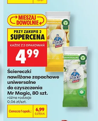 Ściereczki nawilżane zapachowe uniwersalne do czyszczenia Mr Magic promocja w Biedronka