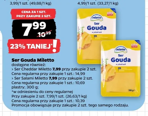 Ser salami w plastrach Miletto promocja w Netto