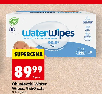 Chusteczki Water Wipes 9-pak 60 szt promocja w Biedronka