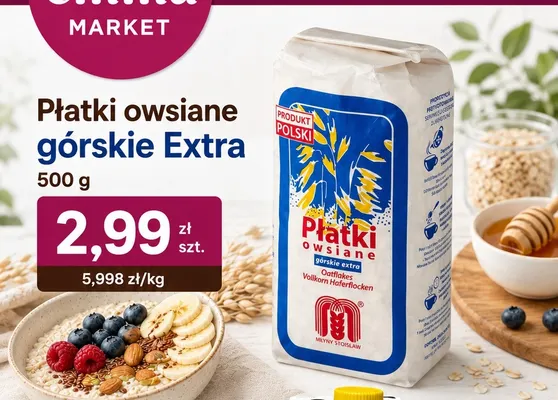 Płatki owsiane górskie Extra Młyny Stoisław promocja w emma MARKET