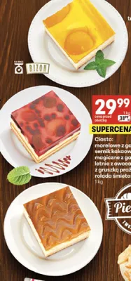Ciasto morelowe z galaretką Bizon promocja w Delikatesy Centrum