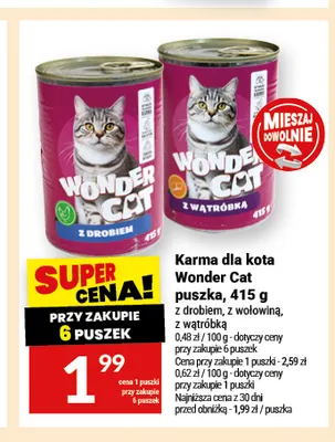 Karma dla kota Wonder Cat puszka z wątróbką promocja w Twój Market