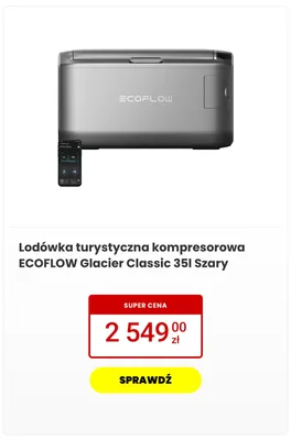 Lodówka turystyczna kompresorowa ECOFLOW Glacier Classic 35 l Szary promocja w Media Expert