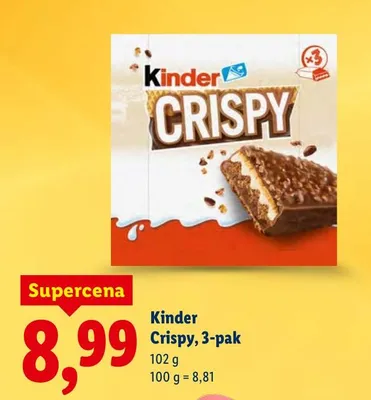 Batonik Kinder Crispy, 3-pak promocja w Lidl