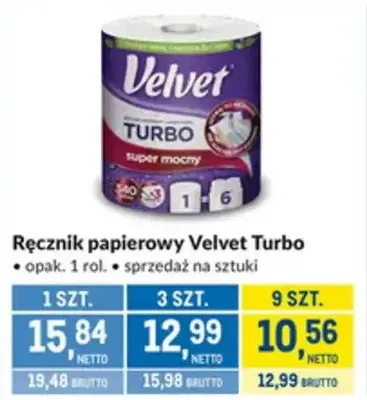 Ręcznik papierowy Velvet Turbo promocja w Makro