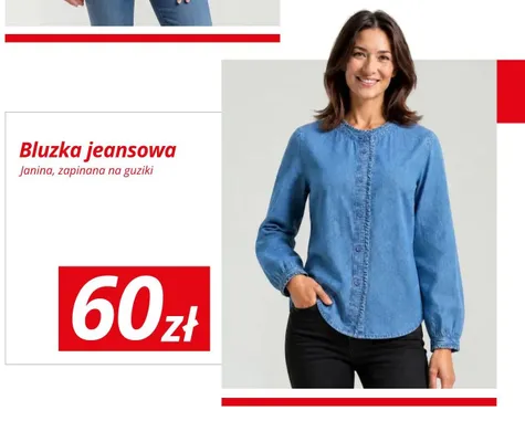 Bluzka jeansowa Janina zapinana na guziki promocja w KiK