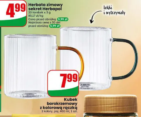 Kubek borokrzemowy z kolorową rączką 400 ml promocja w Dino