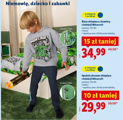 Bluza chłopięca z bawełną z kolekcji Minecraft promocja w Lidl